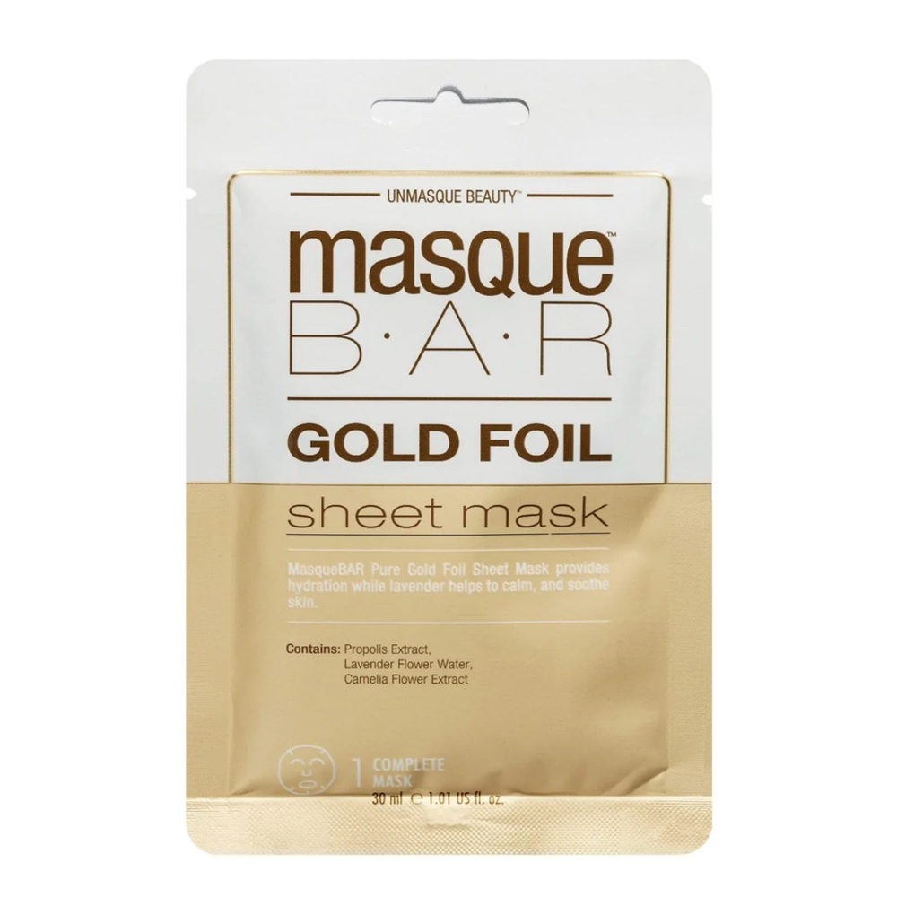 MASQUEBAR Gold Foil Sheet Facial Mask NWT